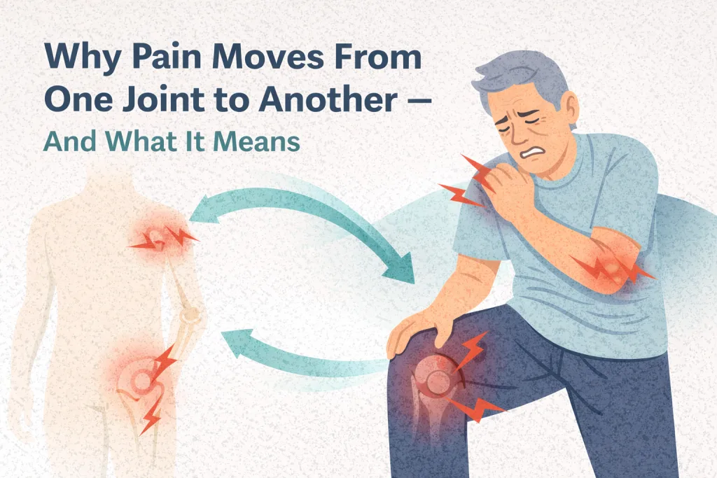 Learn why pain can move from one joint to another and what it means. Discover circulation-based explanations and natural, drug-free relief options.