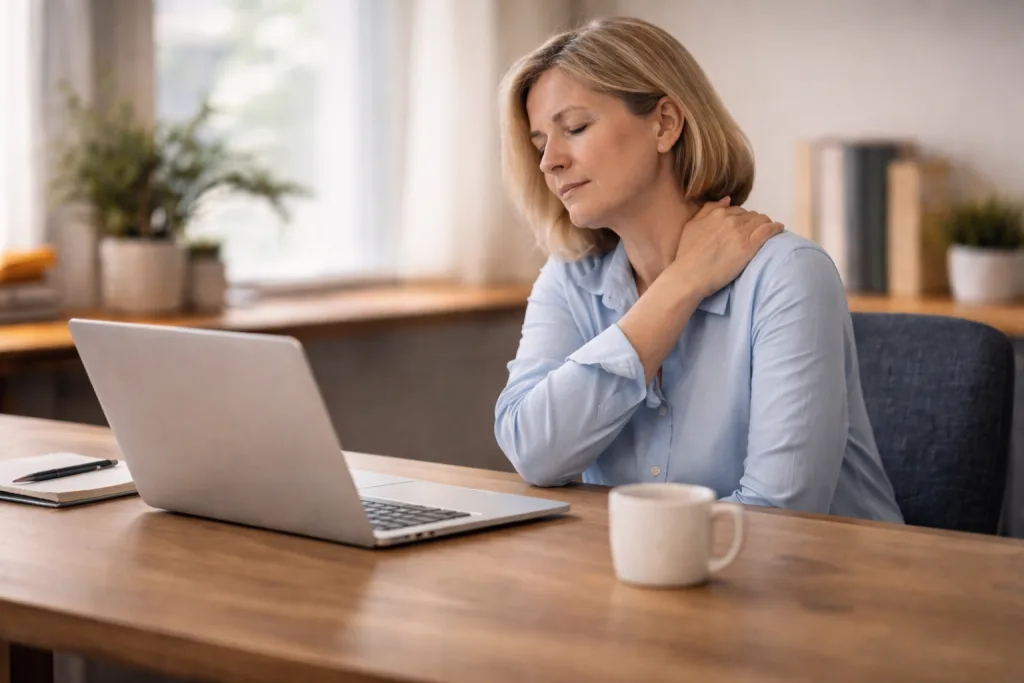 Designed to support shoulder and upper back comfort after long desk days. A simple 5 minute daily reset tool for steady, reusable relief at home.