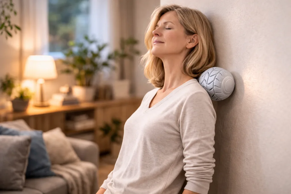 Designed to support shoulder and upper back comfort after long desk days. A simple 5 minute daily reset tool for steady, reusable relief at home.