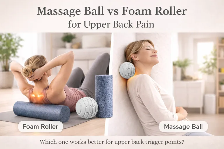 Massage ball or foam roller for upper back pain? Learn the key differences, benefits, and which tool works best for shoulder blade trigger points.