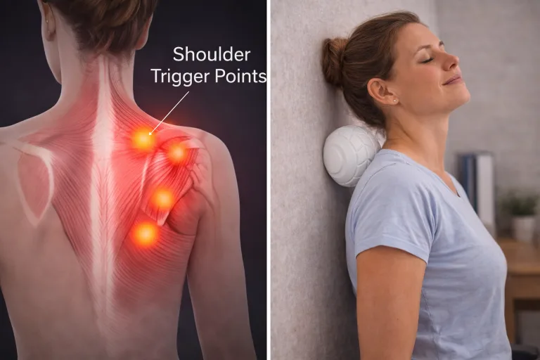 Learn why shoulder trigger points keep returning and how to release upper back muscle knots safely at home without medication.